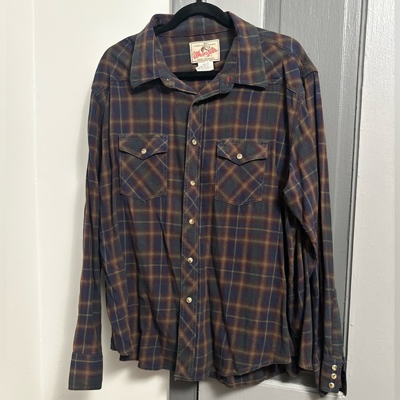 Wrangler Other - Wrangler Men's Plaid Shirt - Brown and Blue